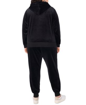 VINCE CAMUTO PLUS SIZE VELOUR RHINESTONE LOGO HOODIE DRAWSTRING WAIST JOGGER PANTS CREATED FOR MACYS 