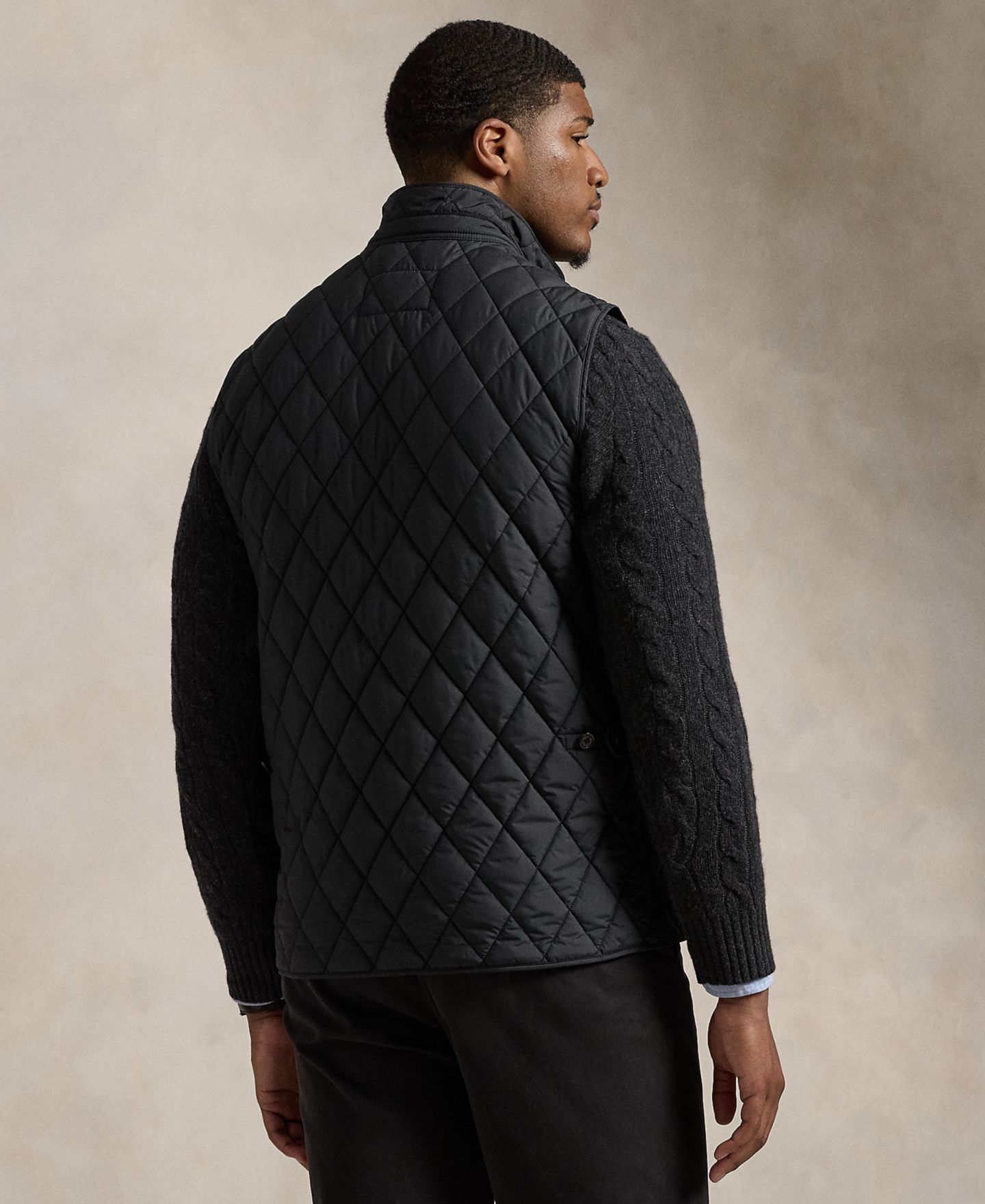 Мужской жилет Polo Ralph Lauren Big & Tall The Beaton Quilted Utility Vest, цвет: Чёрный — фото 2