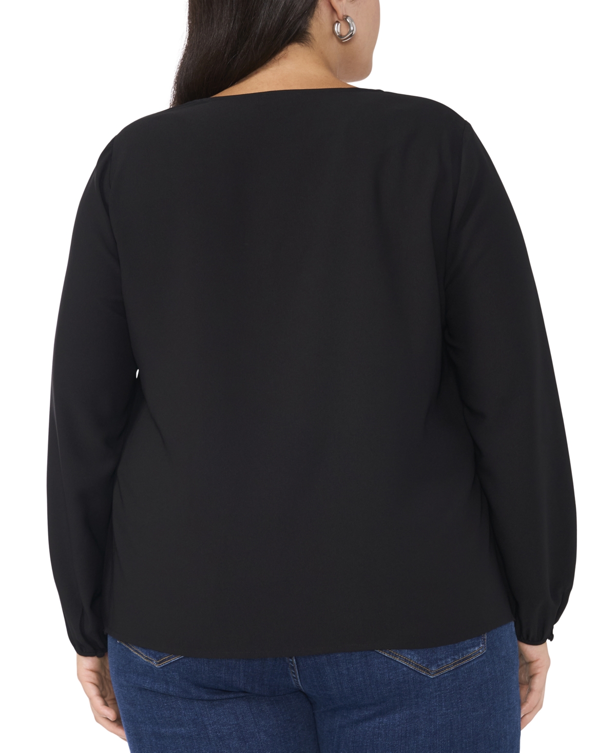 Vince Camuto Plus Size Rhinestone-Trim V-Neck Blouse