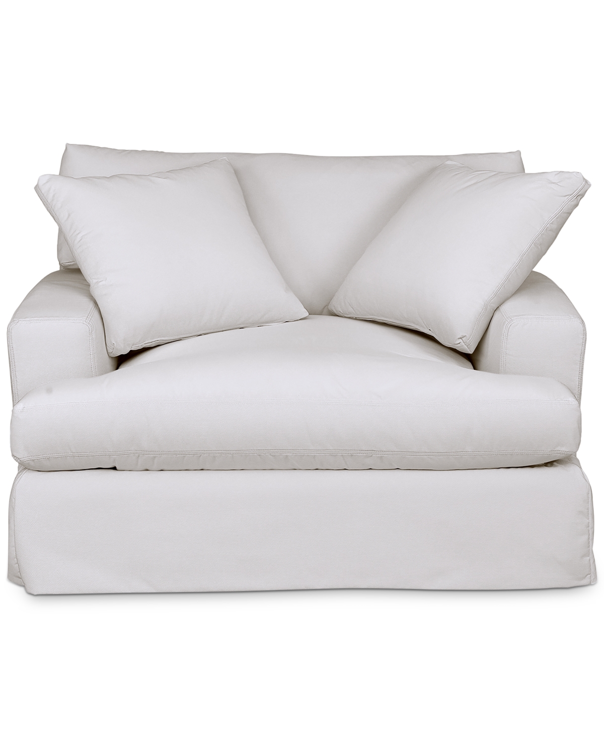 Macy's Brenalee 53" Performance Fabric Slipcover Chair And Â½ With Two Pillows In Lily White