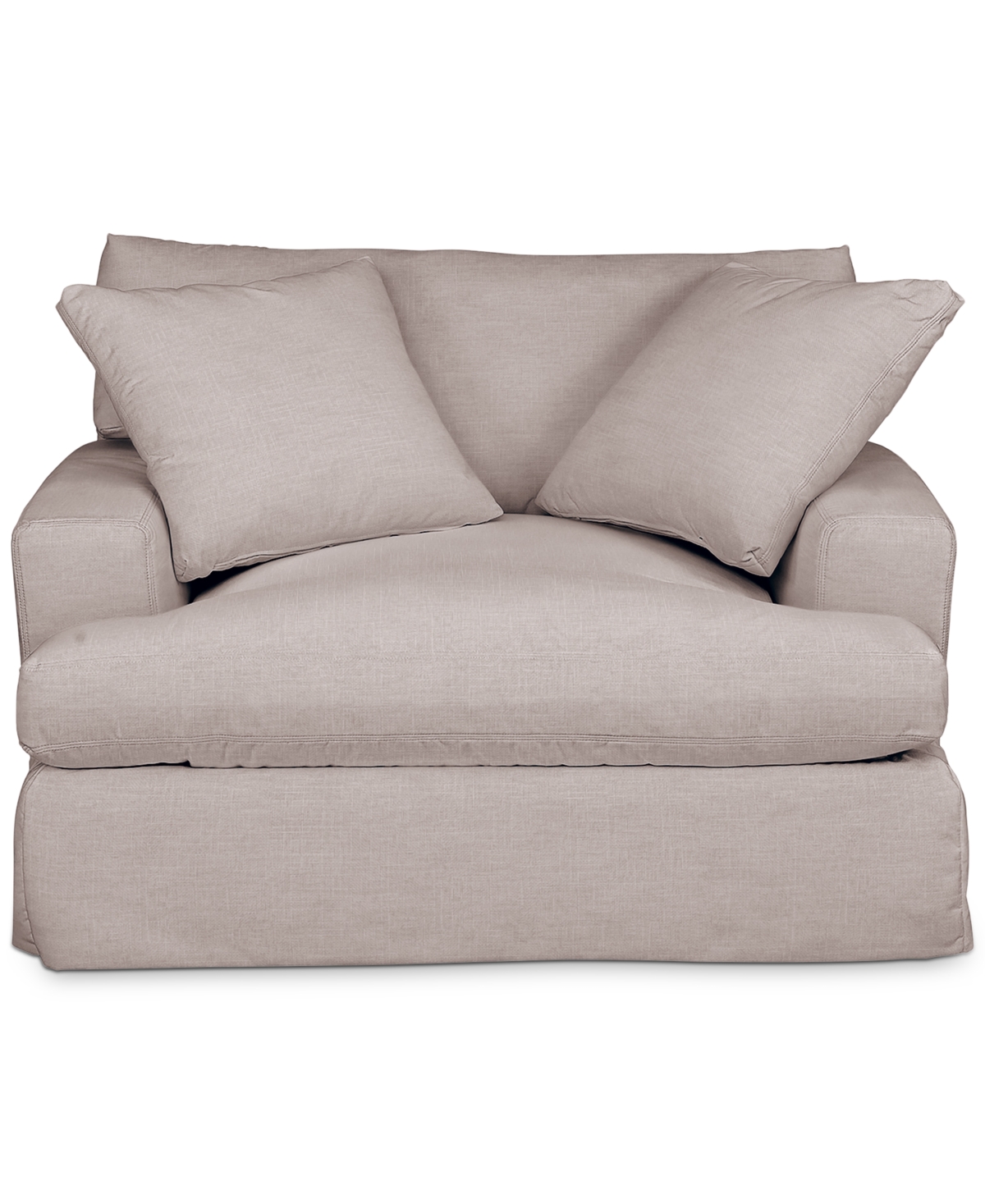 Macy's Brenalee 53" Performance Fabric Slipcover Chair And Â½ With Two Pillows In Lena Linen