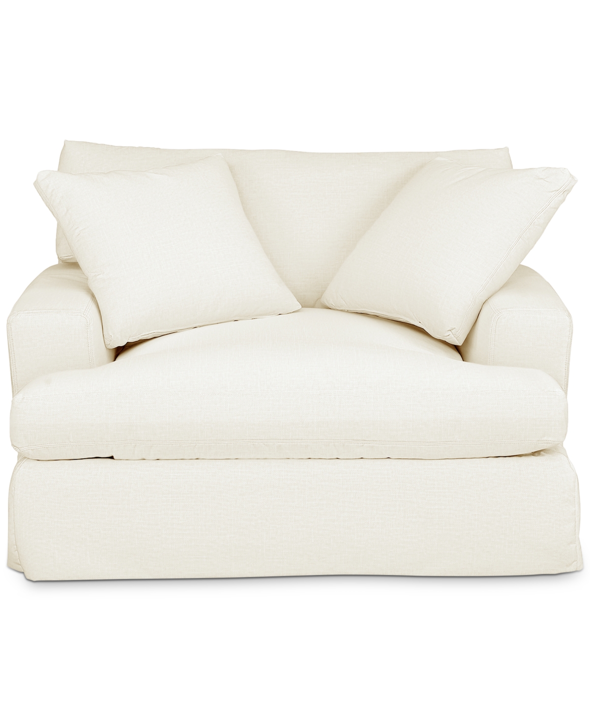 Macy's Brenalee 53" Performance Fabric Slipcover Chair And Â½ With Two Pillows In Lena Off White