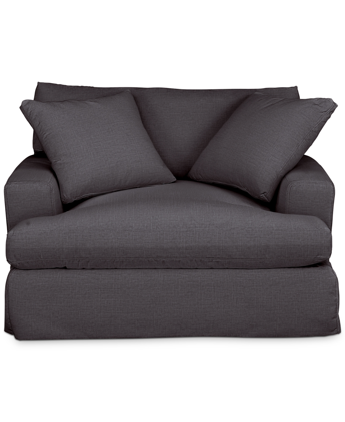 Macy's Brenalee 53" Performance Fabric Slipcover Chair And Â½ With Two Pillows In Lena Pewter