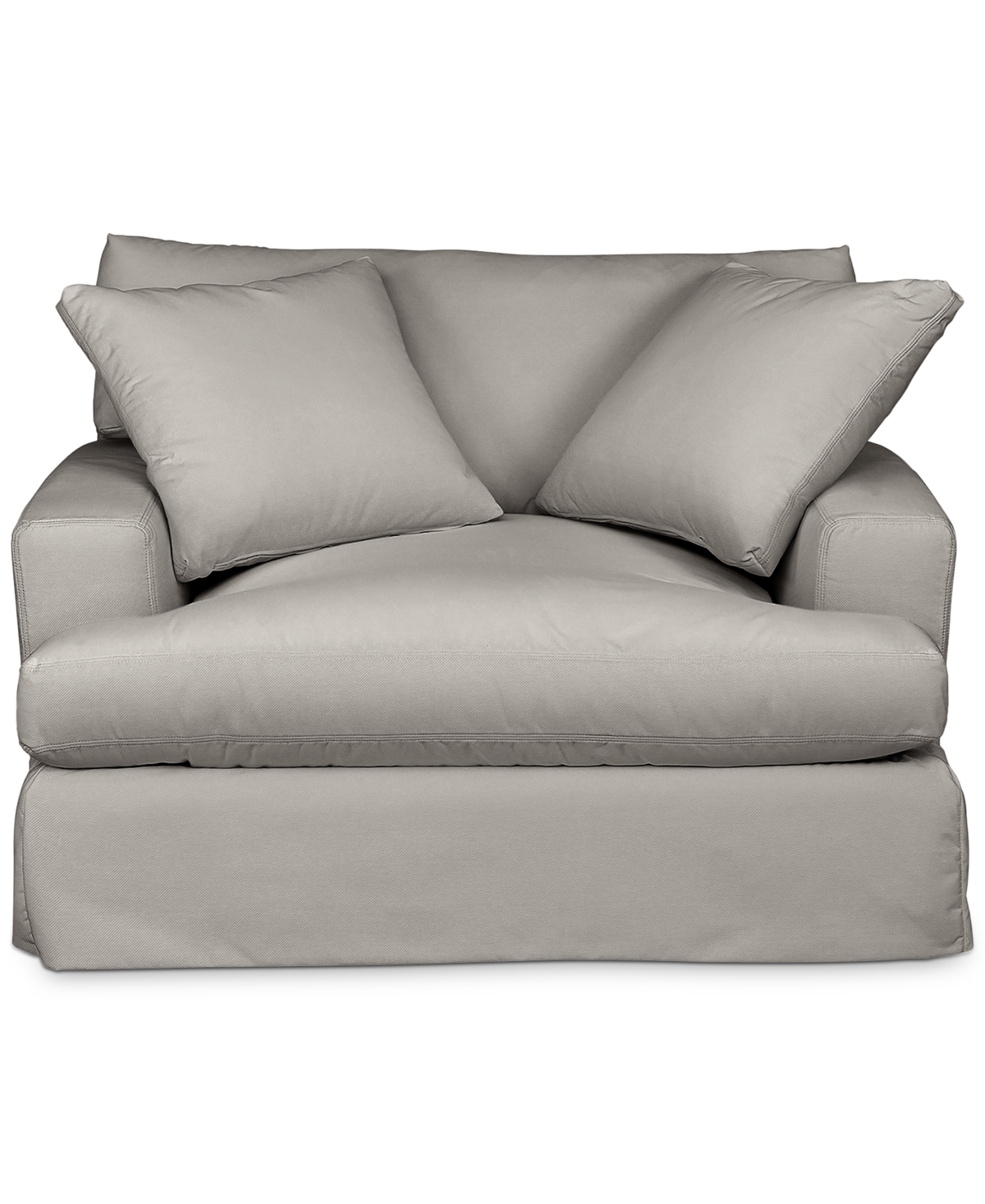 Macy's Brenalee 53" Performance Fabric Slipcover Chair And Â½ With Two Pillows In Lilly Fog