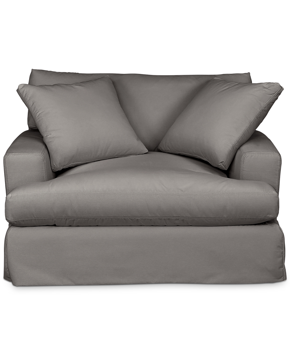 Macy's Brenalee 53" Performance Fabric Slipcover Chair And Â½ With Two Pillows In Lily Granite