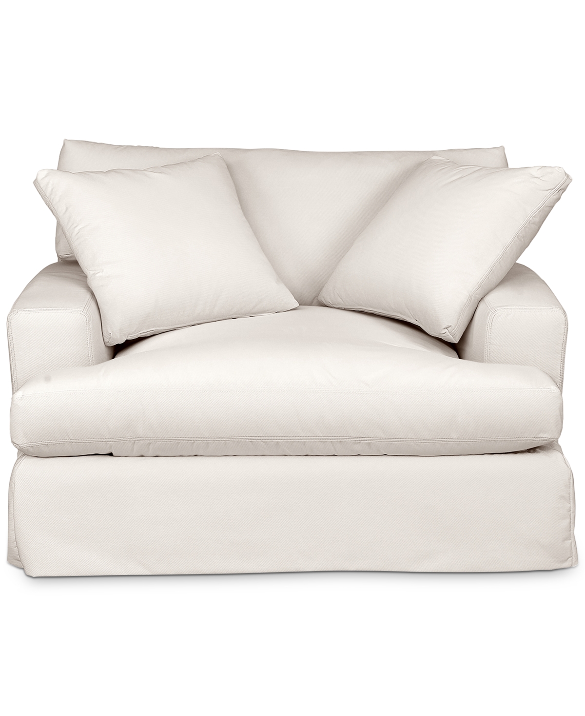 Macy's Brenalee 53" Performance Fabric Slipcover Chair And Â½ With Two Pillows In Lily Natural