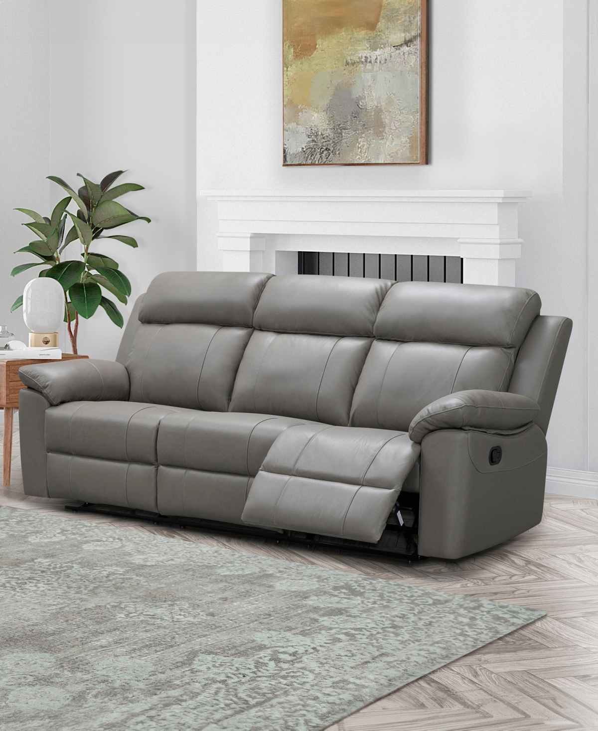 ABBYSON LIVING 90" LEATHER MANUAL RECLINING SOFA 