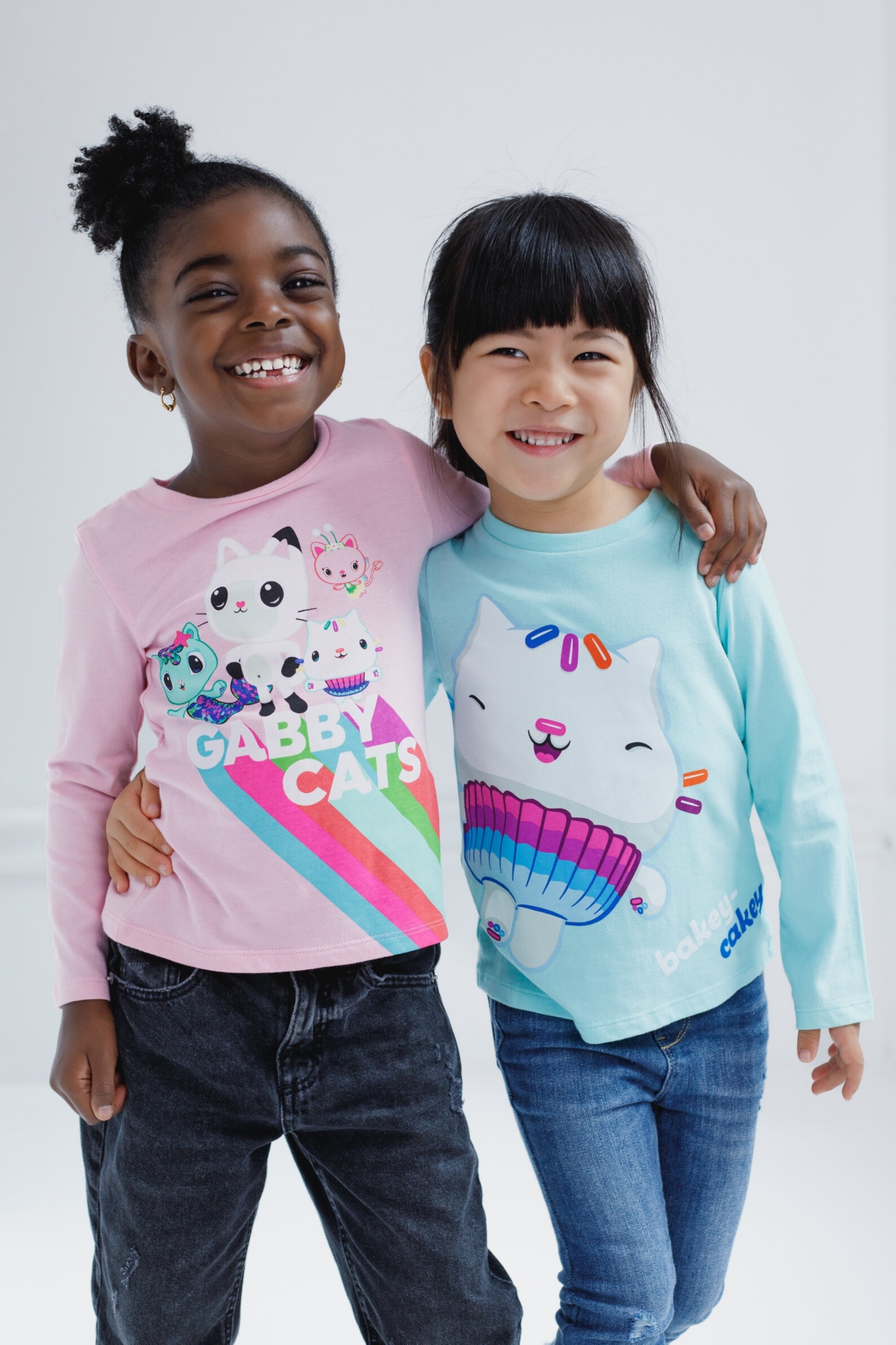 Dreamworks Gabby's Dollhouse Girls MerCat Cakey Cat Kitty Fairy Pandy Paws 2 Pack T-Shirts to -blue