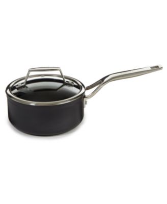 Essentials Non-stick Hard Anodized 6.25" Saucepan 1.3qt. With Glass Lid, Black