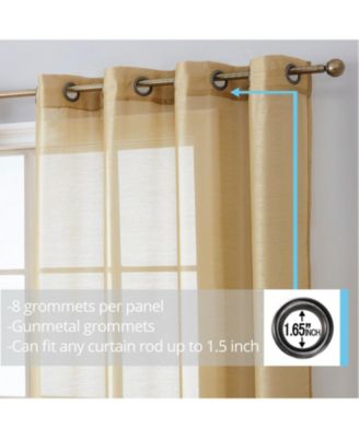 2 Piece Semi Sheer Voile Window Curtain Drapes Grommet Panels for Bedroom, Living Room & Kids Room