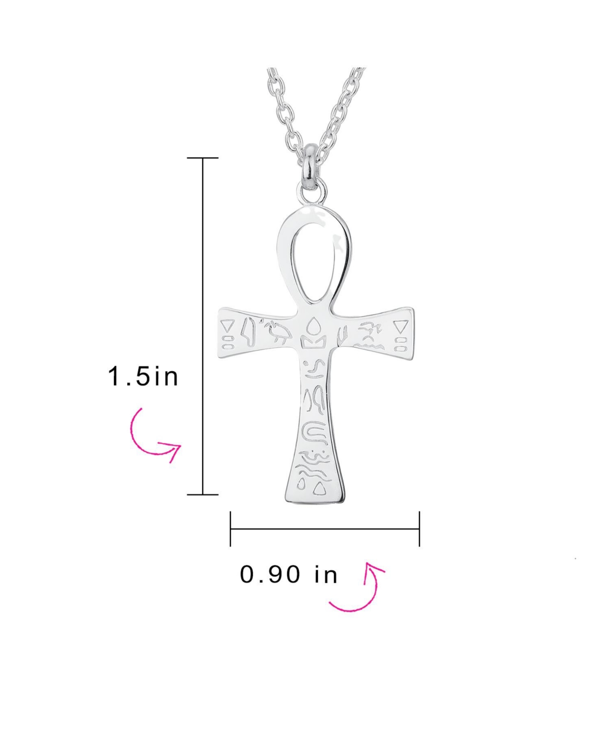 Bling Jewelry Large Religious Egyptian Hieroglyphs Key To Life Egyptian Ankh Cross Pendant Necklace For Women Sterling Silver