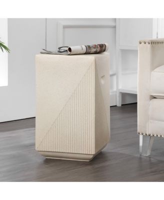 Adrian 20.75" Contemporary Minimalist Square Indoor/Outdoor Accent Table, Pink Terrazzo