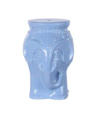 Orla 18.5" Modern Bohemian Elephant Ceramic Garden Stool, Yellow