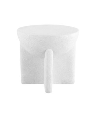 Brady 16.25" Minimalist Modern Drum Indoor/Outdoor Accent Table, White Frosted