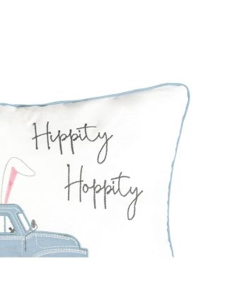 Easter Egg "Hippity Hoppity" Spring Themed Pickup Truck Embroidered Accent Pillow, 13" x 20"