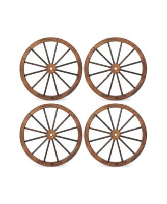 Set of 4 Decorative Wooden Wagon Wheels 30 Inch Vintage Wagon Wheel Wall Decor