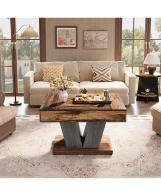 Square Coffee Table, Wood Coffee Table for Living Room, 31.5" Modern Center Table Cocktail Tea Table Accent Table