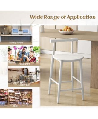 Bar Chair Counter Height Stools Set of 2 with Acacia Wood Frame Supporting Legs