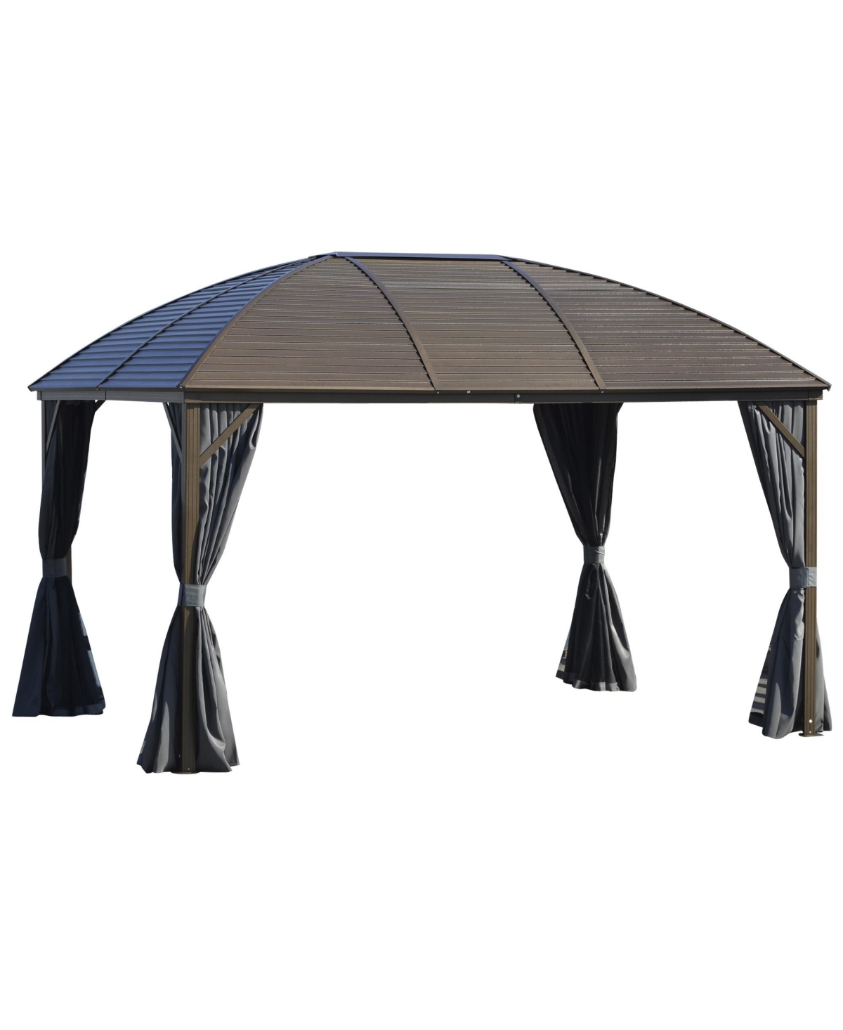 Outsunny 10' x 13' Hardtop Gazebo Canopy w/ Steel Roof, Sidewalls, Gray