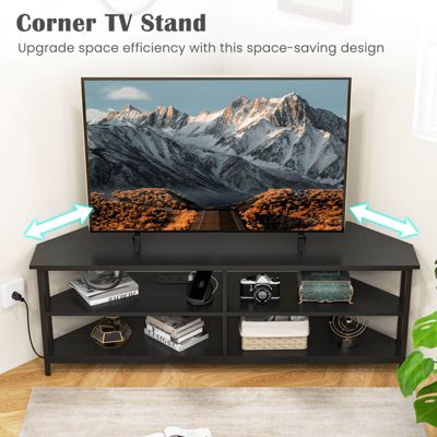 Corner TV Stand for TVs up to 65" TV Console Table with AC Outlets&USB A Ports