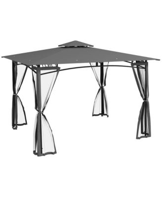 10' x 12' Patio Gazebo with Netting and 2 Tier Roof,