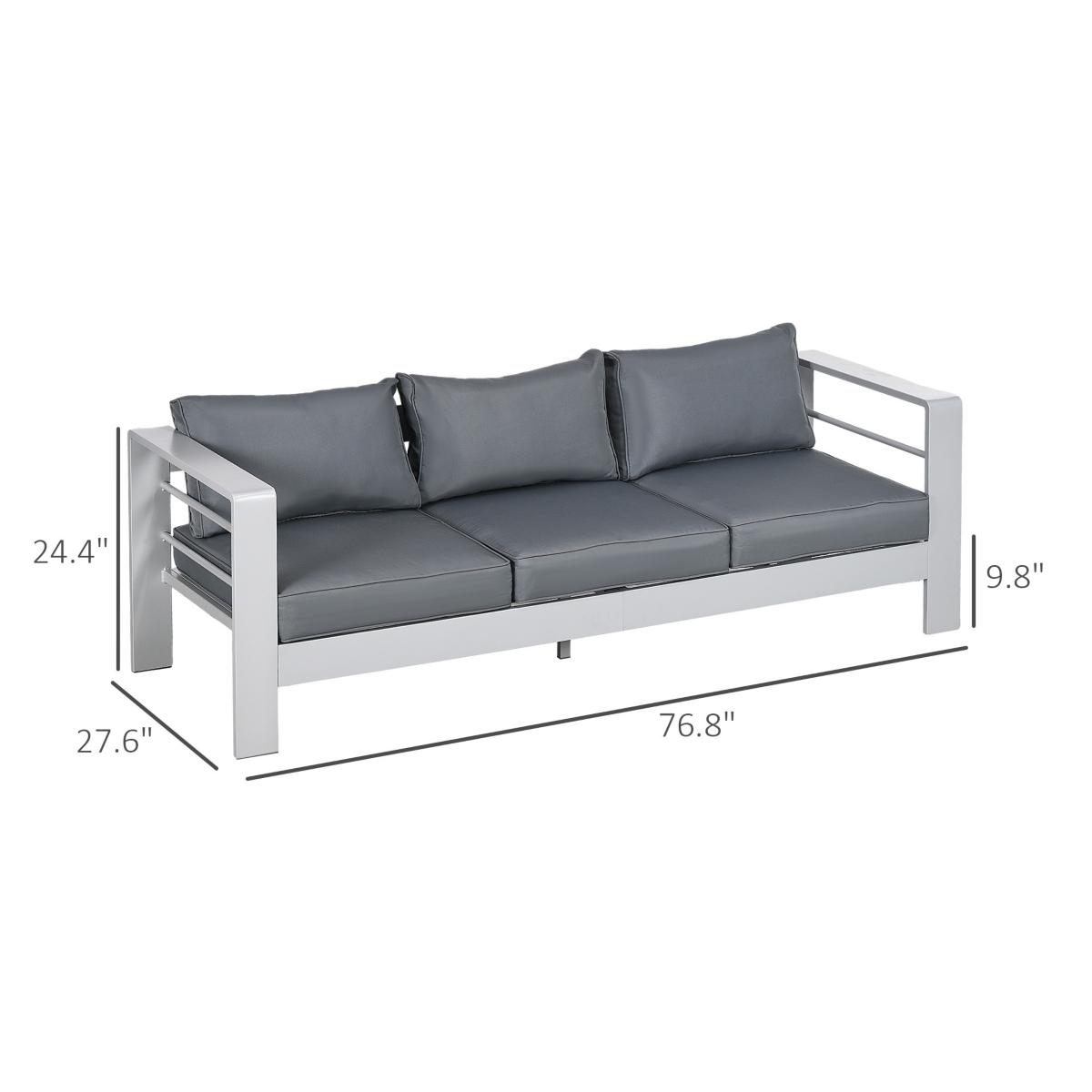 Outsunny Patio Furniture with Cushions, Aluminum Outdoor Sofa, Navy Blue