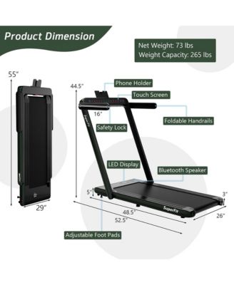 2.25HP 2 in 1 Dual Display Treadmill Jogging Machine