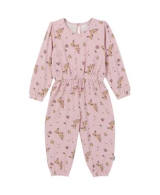 Baby Girls Soft Hacci Long Sleeve Floral Jumpsuit