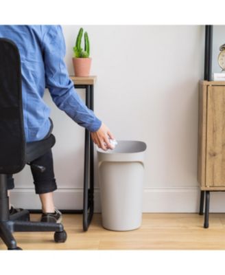6 Gallon / 24 Quart Plastic Wastebasket Trash Cans for Home, Office, Bedroom, Bathroom, Gray, 2-Pack