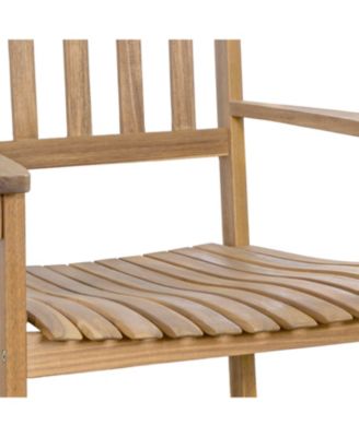 Seagrove Farmhouse Classic Slat-Back 350-LBS Support Acacia Wood Outdoor Rocking Chair, Teak Brown