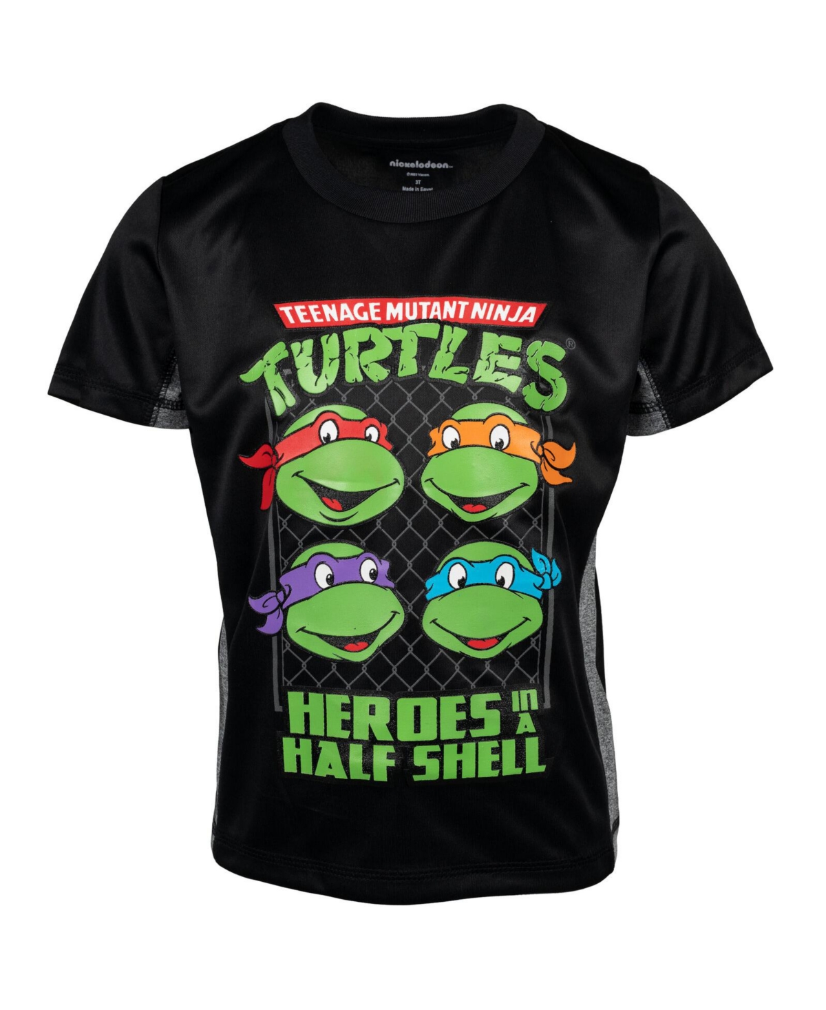Teenage Mutant Ninja Turtles Boys Leonardo Michelangelo Raphael 3 Pack Athletic T-Shirts to -black/green