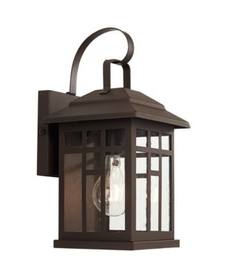 Outdoor Wall Lights Set of 2 Fixture Carriage Style Bronze 12 1/2" Clear Glass Lantern Exterior House Porch Patio