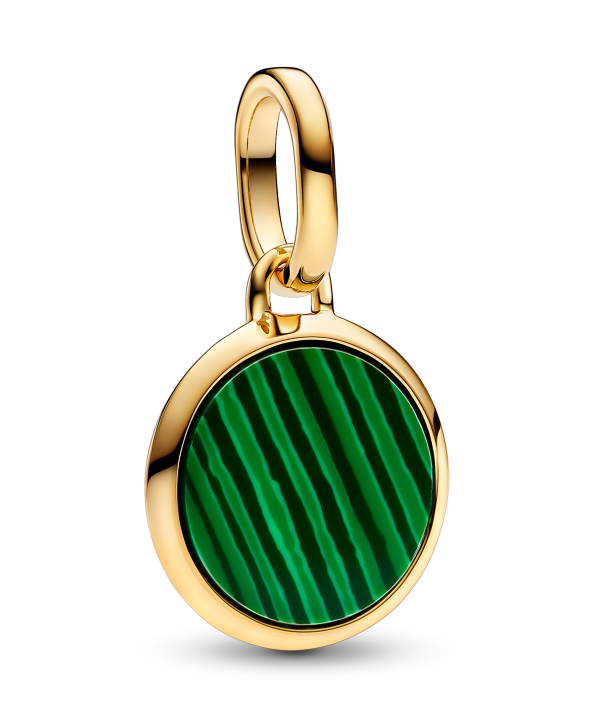 14K Gold-Plated Green Engravable Mini Medallion Charm - Gold