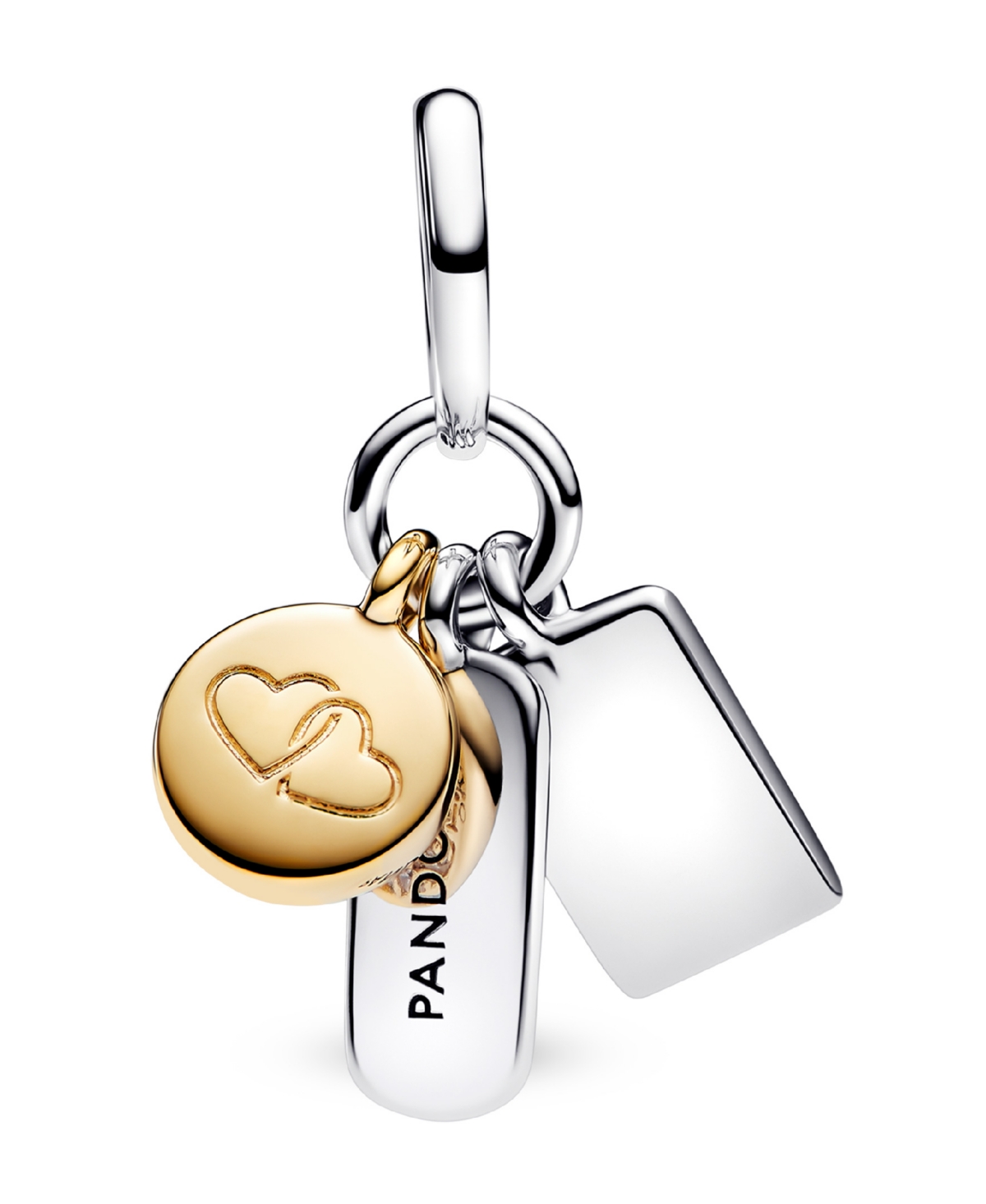 Pandora Sterling Silver And 14k Gold-plated Unique Metal Blend Friendship Triple Dangle Charm In Silver  Gold