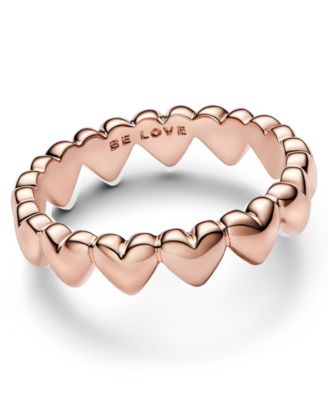 14k Rose Gold-plated Row of Hearts Ring
