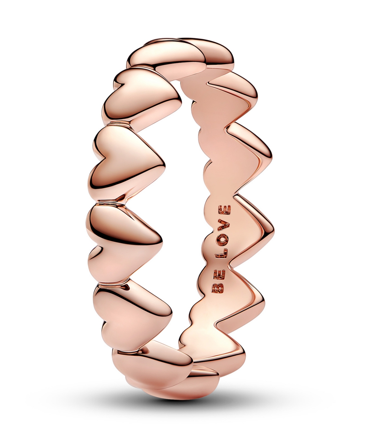 14k Rose Gold-plated Row of Hearts Ring