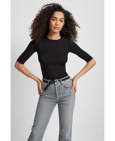 Женский топ Marcella Frankie Rounded-Neck Stretch Jersey, цвет: Чёрный