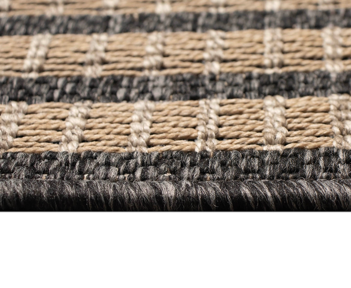 Liora Manne Monaco Striped Border 7'10"x9'10" Area Rug In Taupe