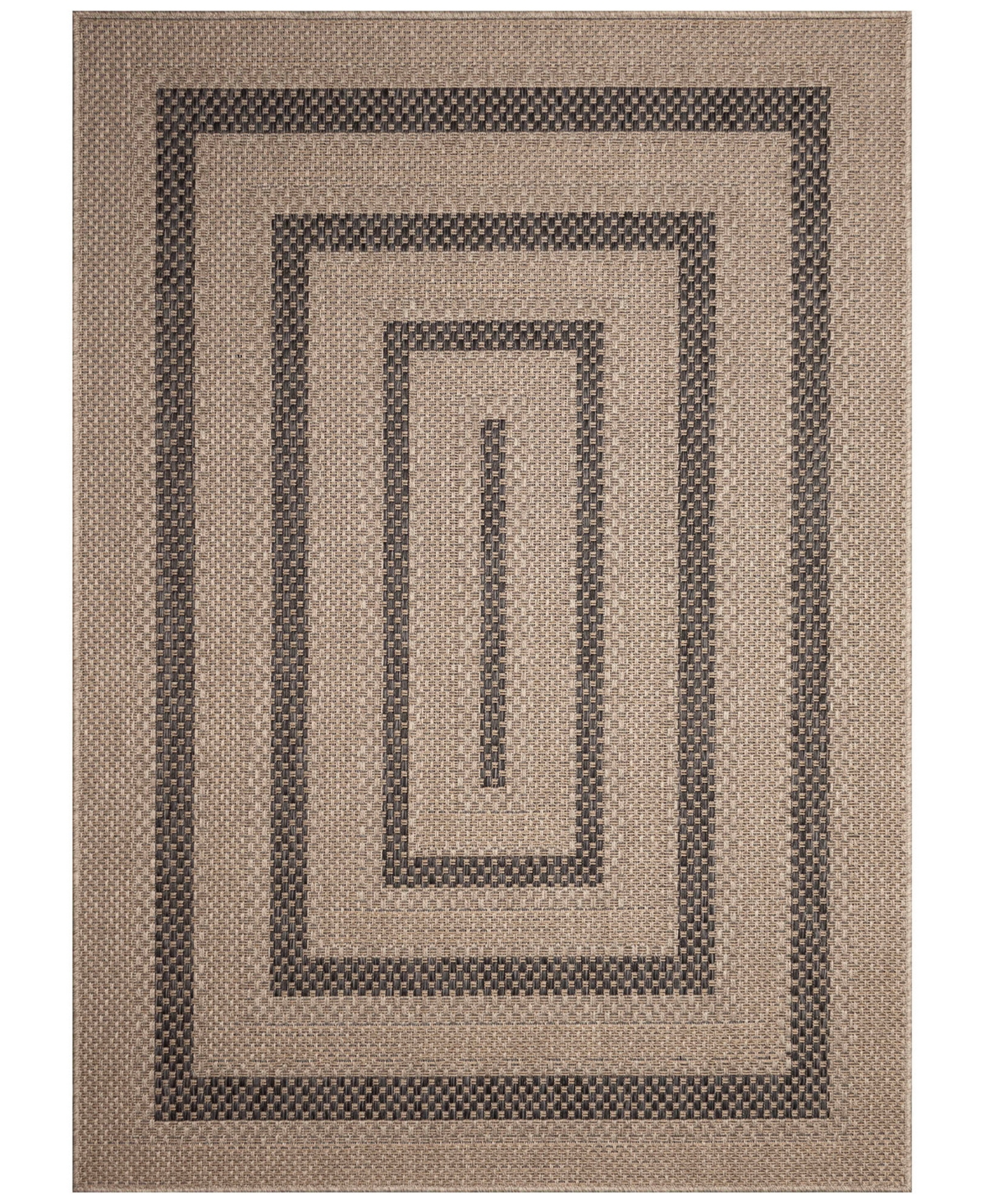 Liora Manne Monaco Multi Border 6'6"x9'4" Area Rug In Taupe