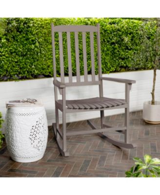 Seagrove Farmhouse Classic Slat-Back 350-LBS Support Acacia Wood Outdoor Rocking Chair, Gray Wash