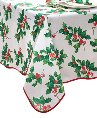 Classic Holly Scallop Border Rectangle Tablecloth, 144"x 60"