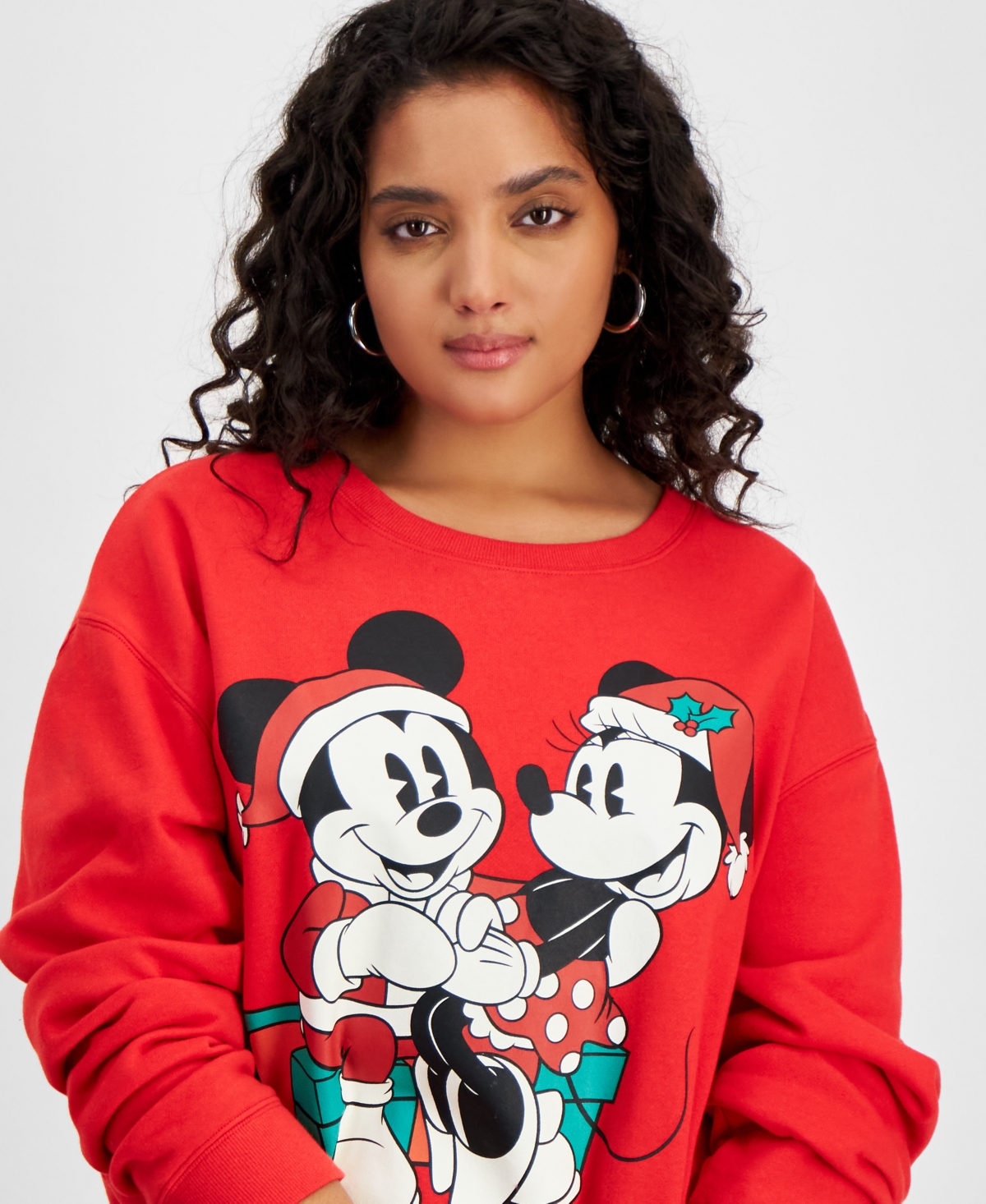 Disney Trendy Plus Size Mickey and Minnie Graphic Print Sweatshirt