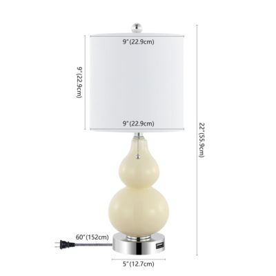 Cora Classic Retro Glass LED Table Lamp with USB Charging Port (Set of 2)