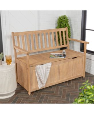 Sophie 48&amp;quot; Traditional Farmhouse Lift-Top Acacia Wood Storage &amp; Entry Bench, Light Teak Matte Finish