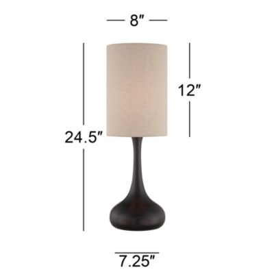 Droplet 24 1/2" High Mid Century Modern Table Lamp Brown Espresso Bronze Finish Metal Tan Cylinder Shade Living Room