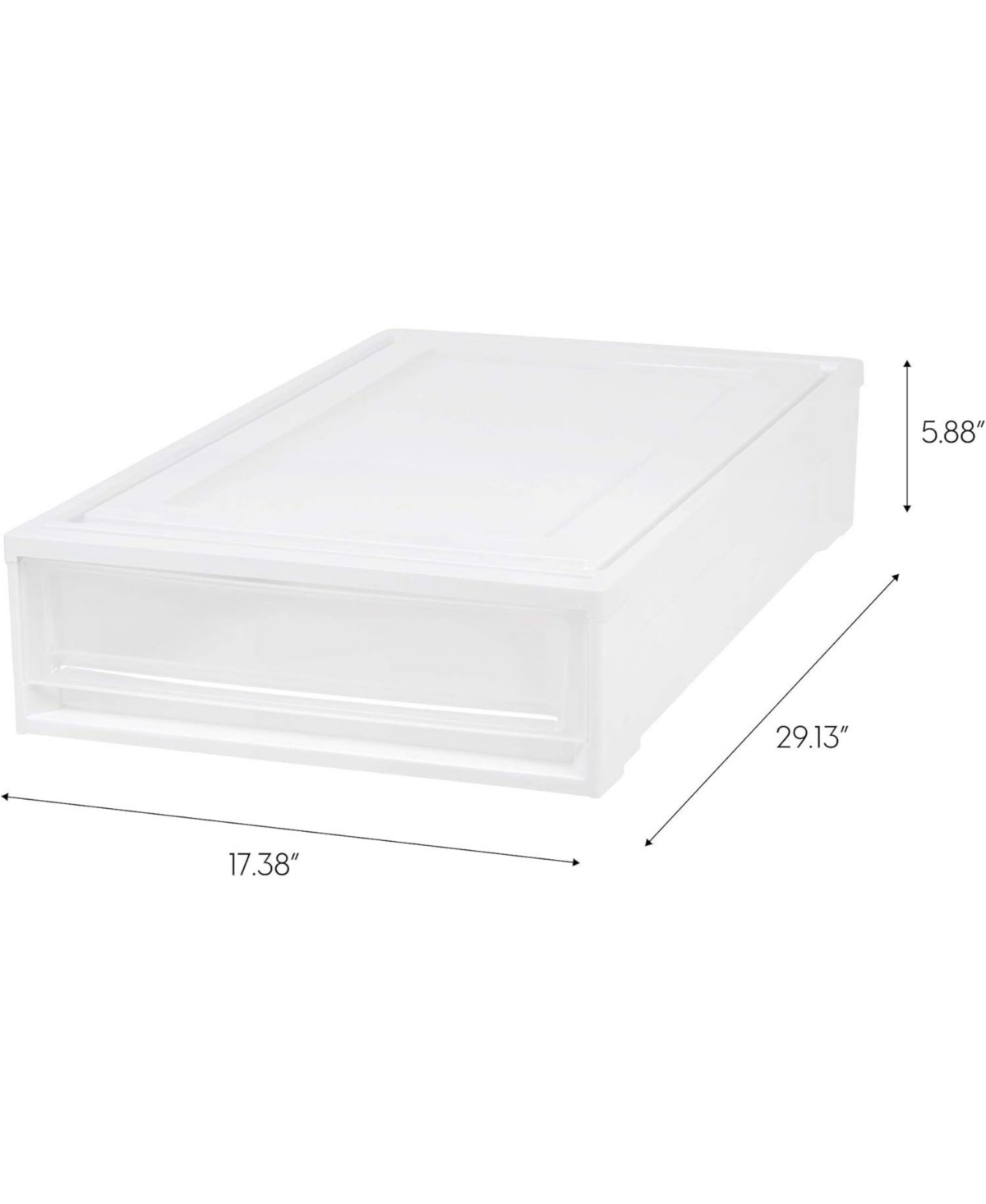 Iris Usa 27.5qt Plastic Under Bed Storage Containers with Sliding Organizer Drawers,- White