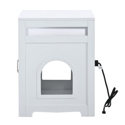 White Wooden Cat Litter Box Enclosure