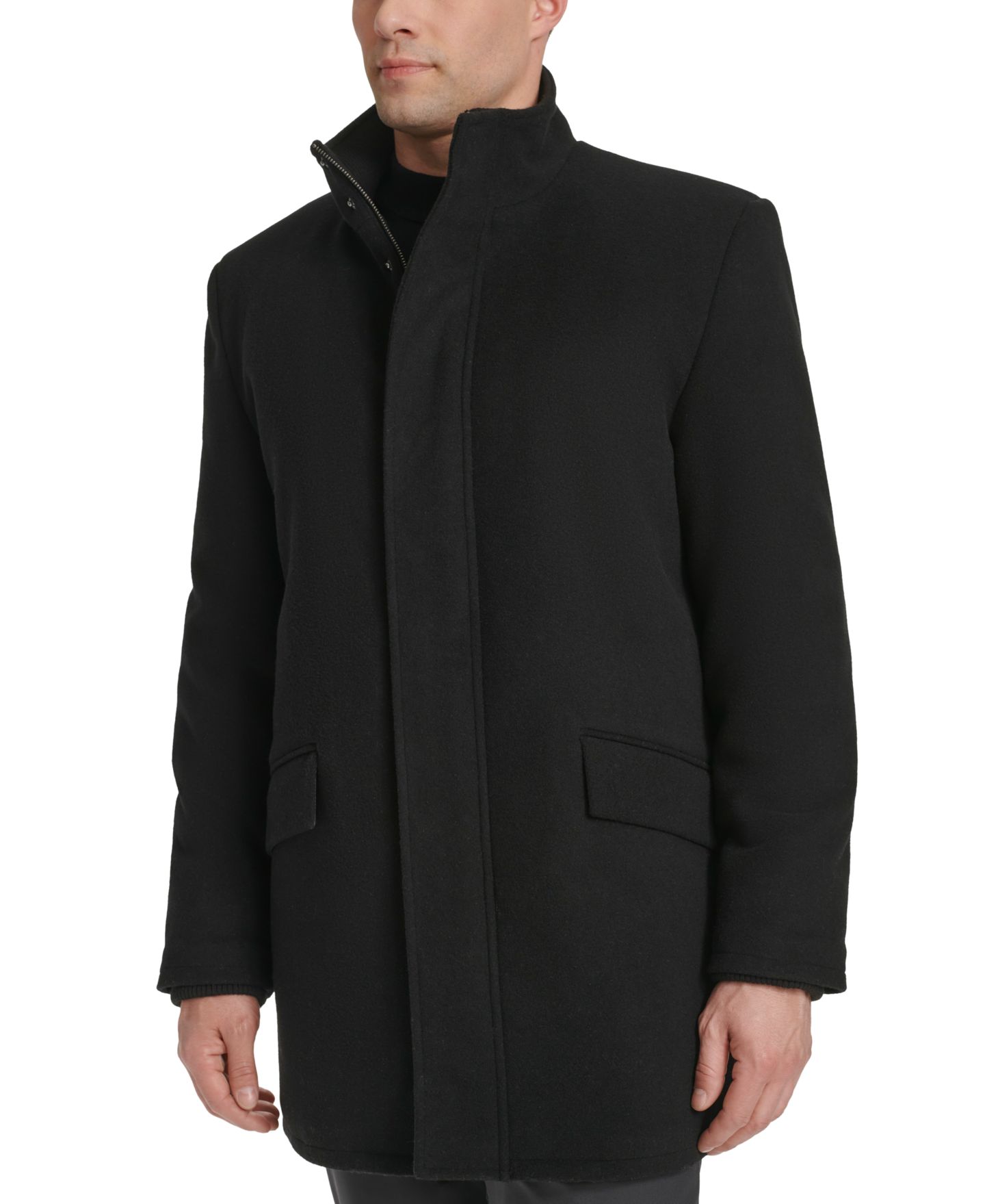 Мужское пальто Cole Haan Full-Zip Stand-Collar Car, цвет: Чёрный — фото 2