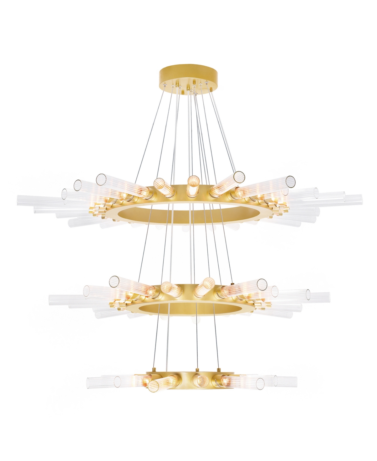 Cwi Lighting 26" Metal Collar 63 Light Chandelier In Satin Gold