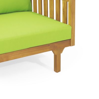 Acacia Wood Daybed with Slat Paneling and Water-Resistant Cushions